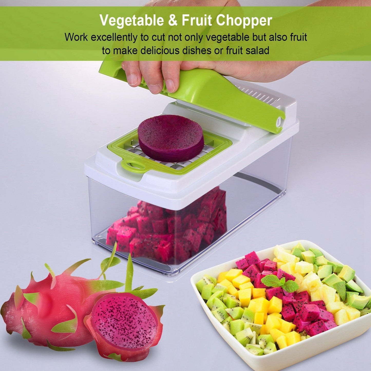 Vegetable Slicer Quick Potato Tomato Fruit Cutter Set with 3 Blades StDobaDealsexpress.shopVegetable Slicer Quick Potato Tomato Fruit Cutter SetHighlights
Come with 3 interchangeable dicer blades
Details
*Features*:
*3 IN 1 MULTIFUNCTION BLADES*:Come with 3 interchangeable dicer blades; which make it much ea
