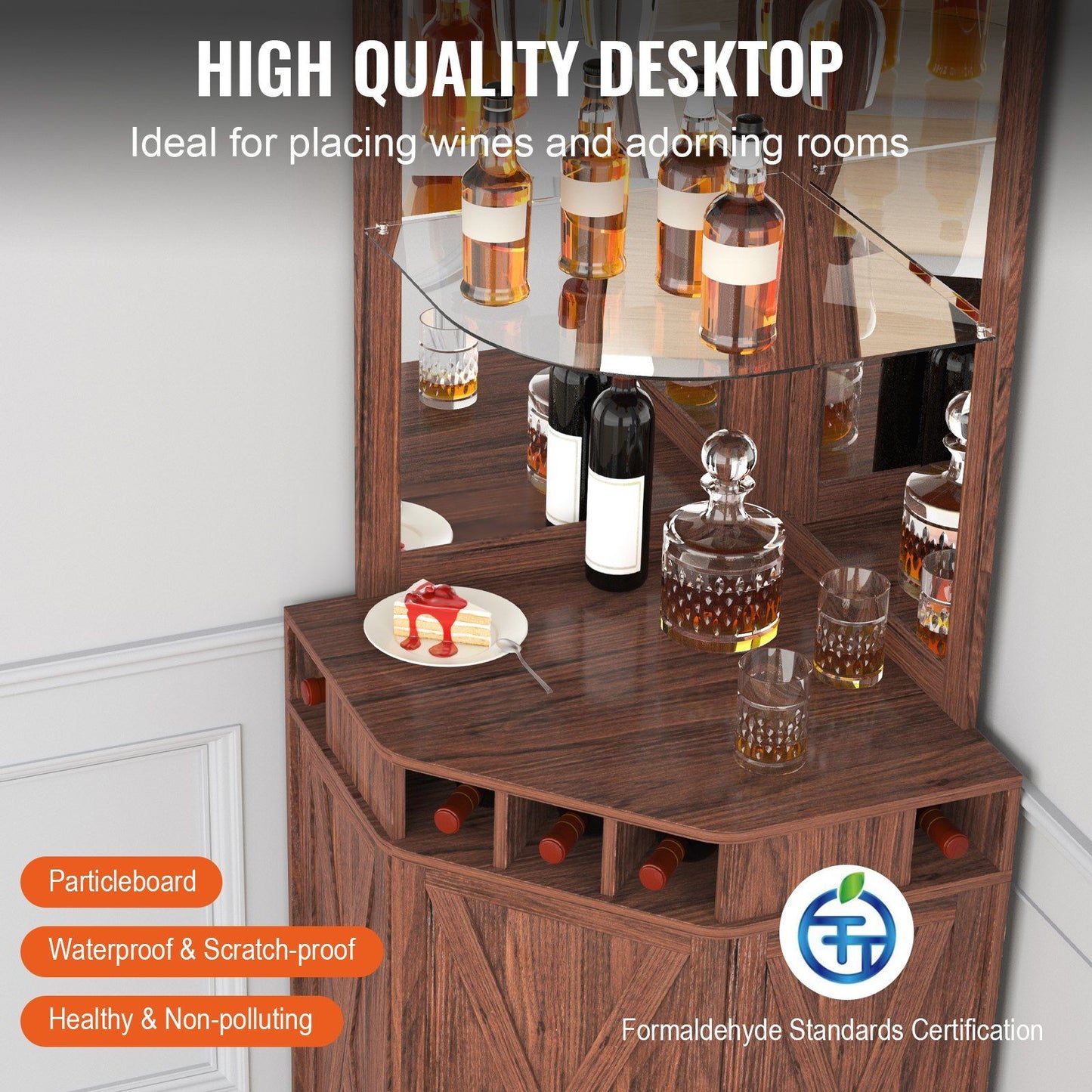 VEVOR Corner Industrial Bar Cabinet, Wine Table for Liquor & Glasses, DobaDealsexpress.shopGlass Holder, Freestanding Farmhouse Wood Coffee Bar CabinetHighlights
More Space for You: This corner bar cabinet can fit in various places and hold up to 150 lbs. That is a lot of weight! It is suitable for multiple corner