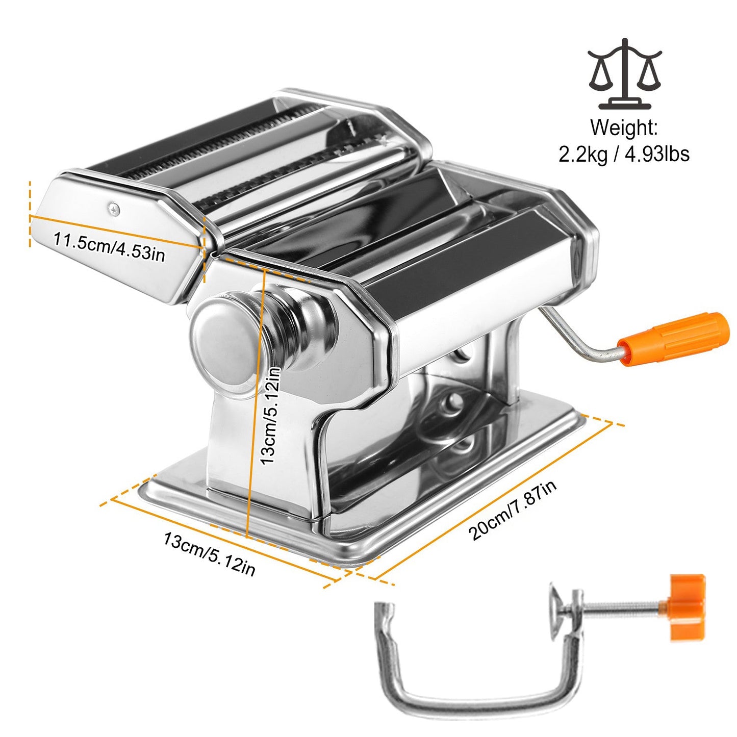 Pasta Maker Roller Machine Fettuccine Noodle MakerDobaDealsexpress.shopPasta Maker Roller Machine Fettuccine Noodle MakerHighlights
6 Adjustable setting of thickness
Details
*Features*:
*6 Adjustable Settings*:Rotate the dough grade knob on the side of pasta machine,then,you can get th