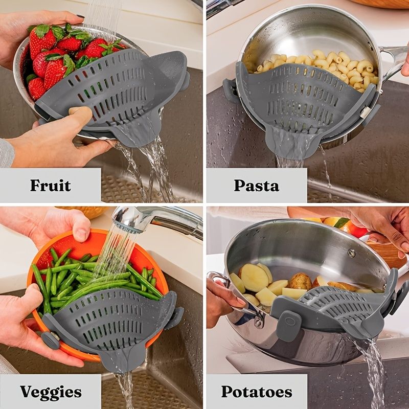 1pc Silicone Pot Strainer And Pasta Strainer, Adjustable Silicone ClipDobaDealsexpress.shopPasta Strainer, Adjustable Silicone ClipDetails