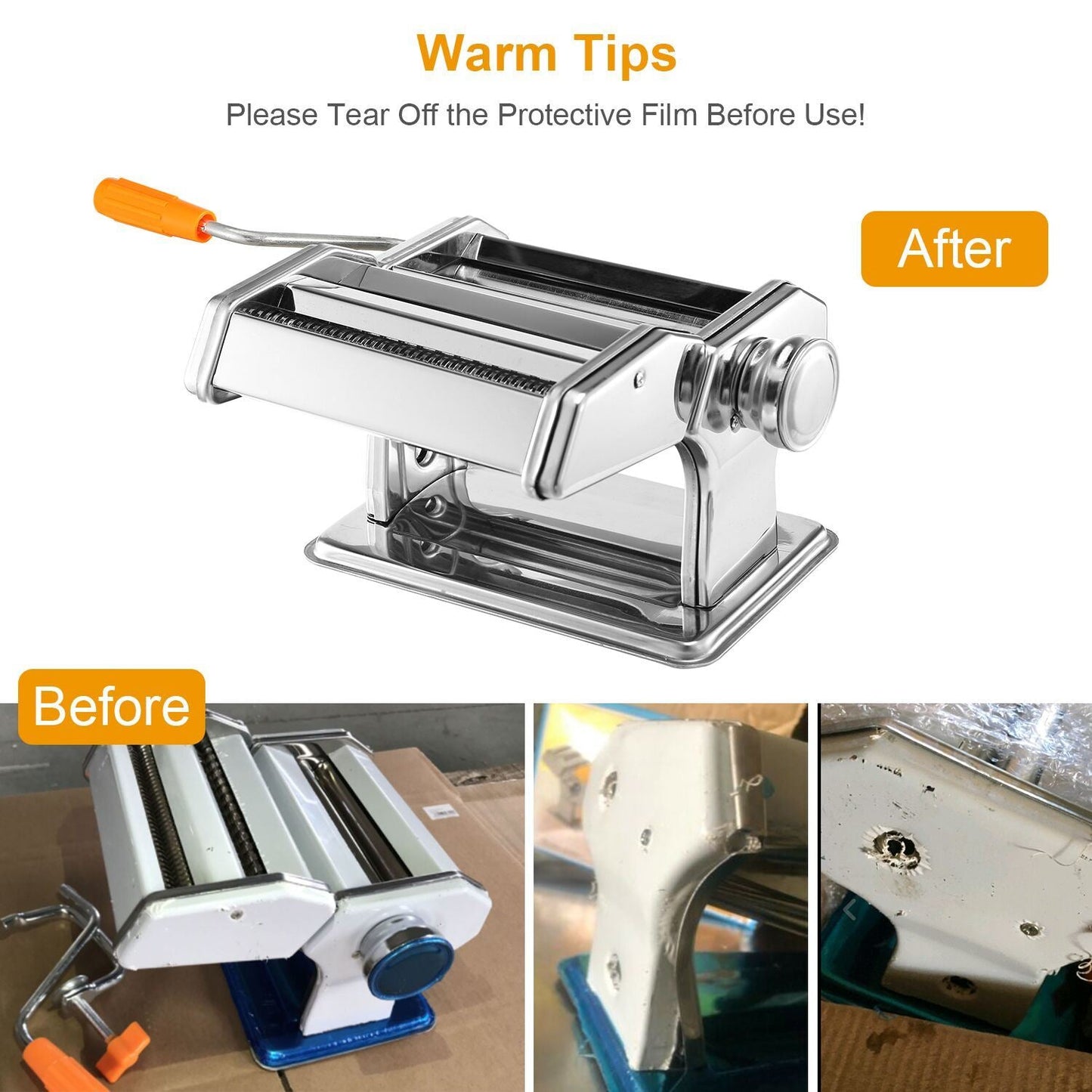 Pasta Maker Roller Machine Fettuccine Noodle MakerDobaDealsexpress.shopPasta Maker Roller Machine Fettuccine Noodle MakerHighlights
6 Adjustable setting of thickness
Details
*Features*:
*6 Adjustable Settings*:Rotate the dough grade knob on the side of pasta machine,then,you can get th