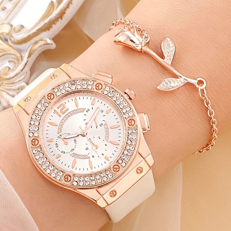 2Pc/Set 1Pc Decor Quartz Watch & 1Pcs Bracelet Fancy Women Watches JewDobaDealsexpress.shop2Pc/Set 1Pc Decor Quartz Watch & 1Pcs Bracelet Fancy Women Watches Jewelry SophisticatedDetails