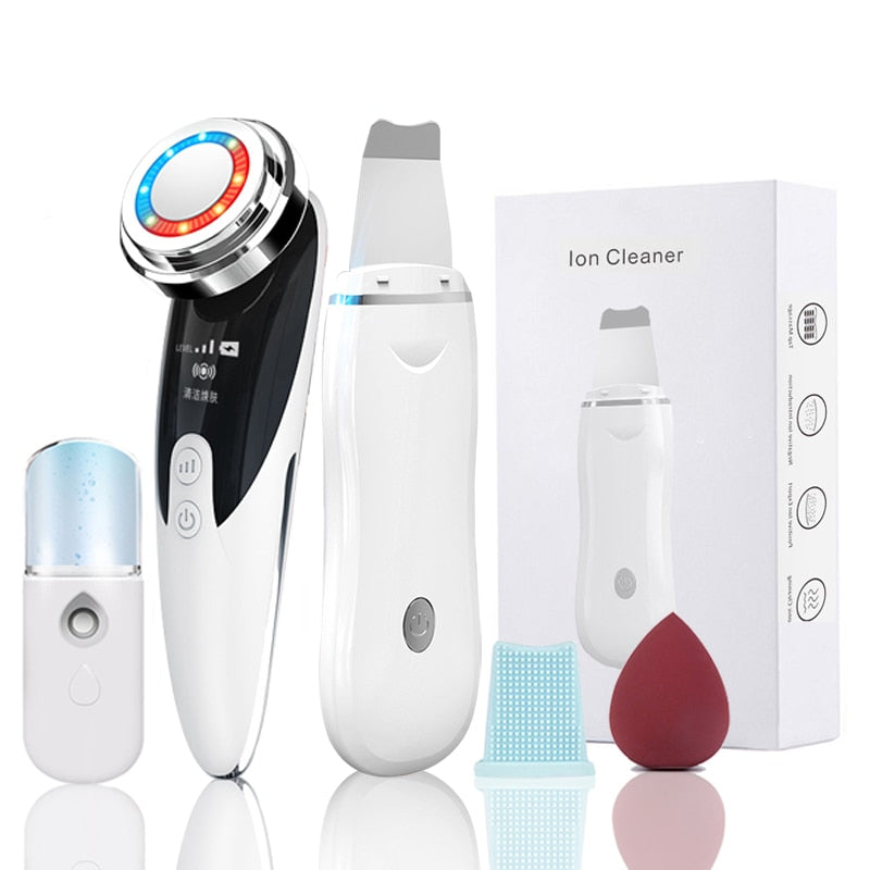 Ultrasonic Skin Scrubber Kit EMS LED Facial MassagerDealsexpress.shopDealsexpress.shopUltrasonic Skin Scrubber Kit EMS LED Facial MassagerUltrasonic Skin Scrubber Blackhead Remove Deep Face Cleaning Machine Facial Whitening Lifting Dirt Wrinkles Spots ReduceFeatures:This item combines two skin care tre