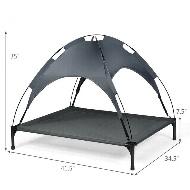 Portable Elevated Outdoor Pet Bed with Removable Canopy ShadeDobaDealsexpress.shopPortable Elevated Outdoor Pet BedHighlights
High-quality Materials and Stable Structure: The dog bed is made of high-quality iron pipes, which prevents rust and corrosion. With 4 non-slip feet, this