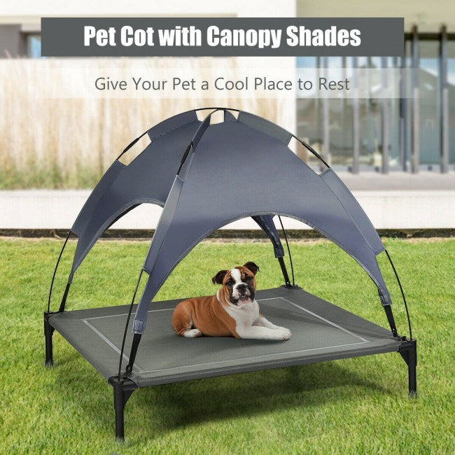Portable Elevated Outdoor Pet Bed with Removable Canopy ShadeDobaDealsexpress.shopPortable Elevated Outdoor Pet BedHighlights
High-quality Materials and Stable Structure: The dog bed is made of high-quality iron pipes, which prevents rust and corrosion. With 4 non-slip feet, this