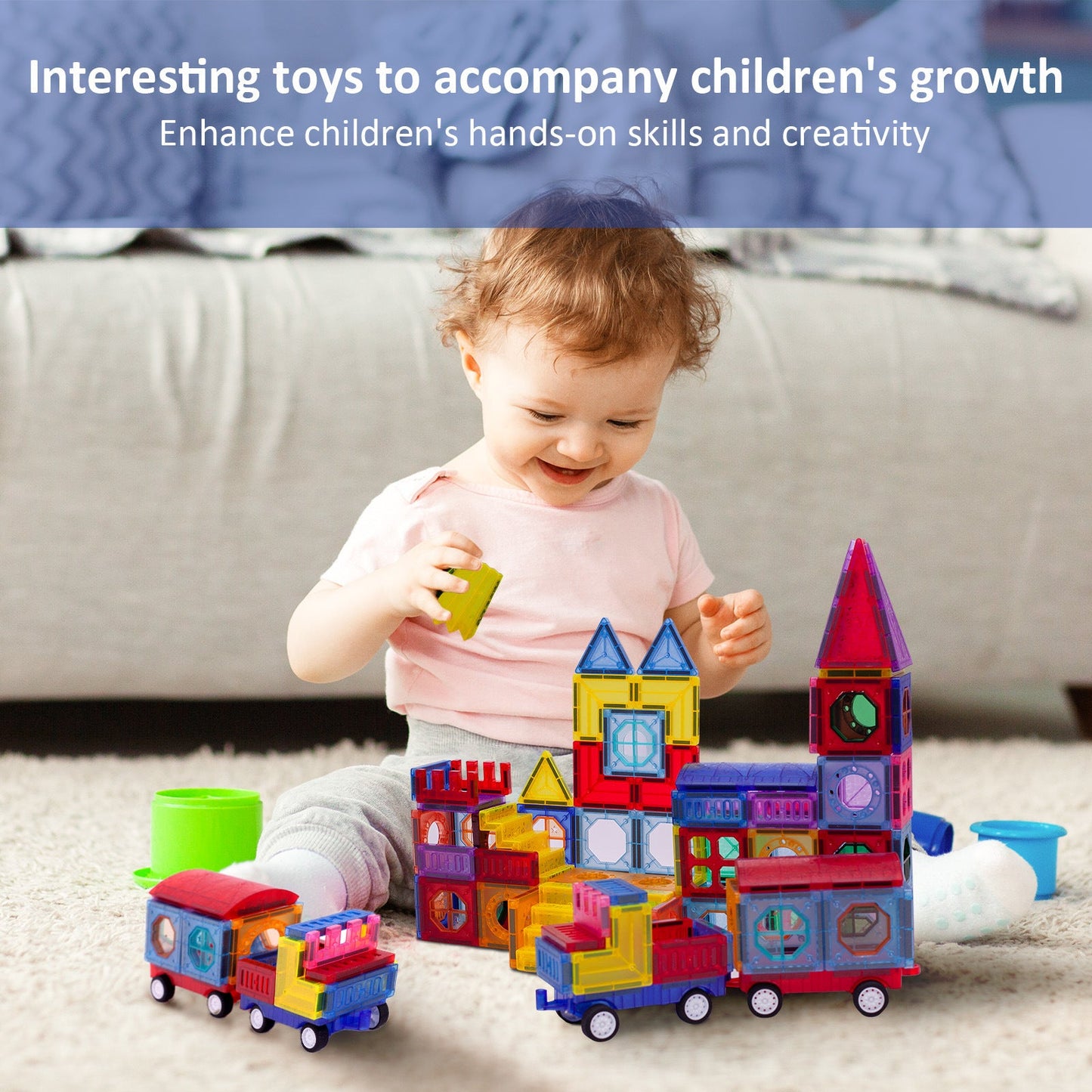 149 Pcs Magnetic Building Tiles Set for Kids with 2 Cars -Stronger 3D DobaDealsexpress.shop2 Cars -Stronger 3D Magnetic Building Blocks -Colorful STEM Magnetic Toys Develop Motor Skills & CreativityHighlights
Improve creativity - Children can create unlimited possibilities in the process of playing with magnetic blocks, improve hands-on skills and creativity, a