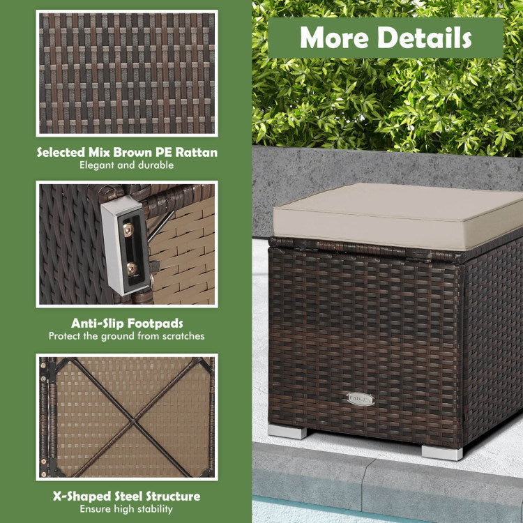 2 Pieces Patio Ottoman with Hidden Storage SpaceDobaDealsexpress.shop2 Pieces Patio OttomanHighlights
4-in-1 Versatile Ottomans: This rattan ottoman not only provides a perfect place for you to relax your feet, but also can be used as an additional seat fo