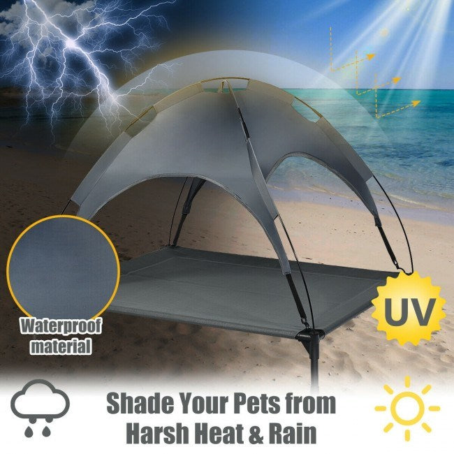 Portable Elevated Outdoor Pet Bed with Removable Canopy ShadeDobaDealsexpress.shopPortable Elevated Outdoor Pet BedHighlights
High-quality Materials and Stable Structure: The dog bed is made of high-quality iron pipes, which prevents rust and corrosion. With 4 non-slip feet, this