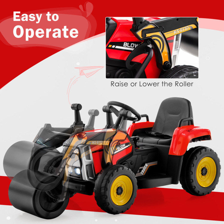 12V Kids Ride on Road Roller with 2.4G Remote ControlDobaDealsexpress.shop12V Kids RideHighlights
Realistic Road Roller for Pretend Play: Designed with an adjustable arm and flexible drum roller, the kids ride on road roller not only brings kids drivin