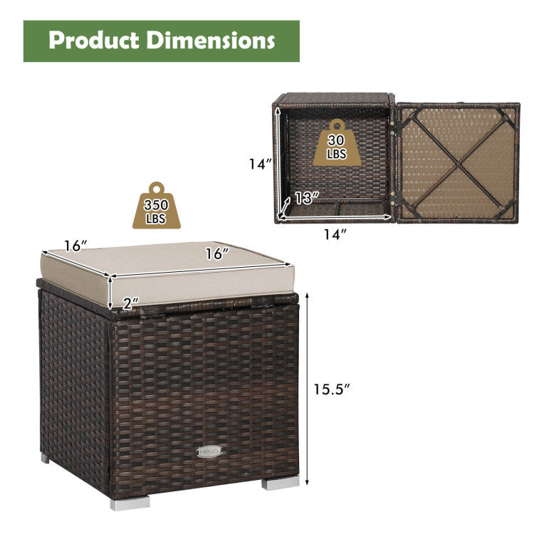 2 Pieces Patio Ottoman with Hidden Storage SpaceDobaDealsexpress.shop2 Pieces Patio OttomanHighlights
4-in-1 Versatile Ottomans: This rattan ottoman not only provides a perfect place for you to relax your feet, but also can be used as an additional seat fo