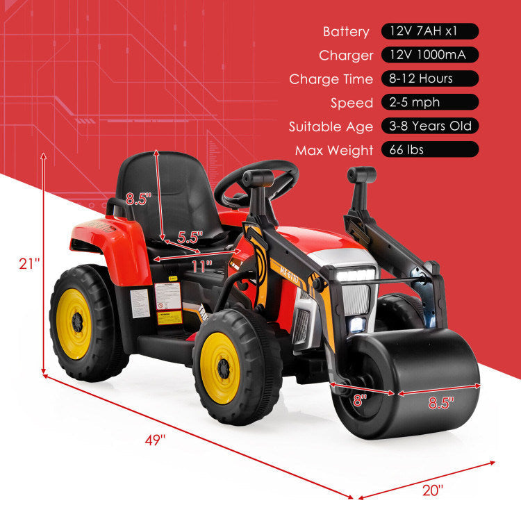 12V Kids Ride on Road Roller with 2.4G Remote ControlDobaDealsexpress.shop12V Kids RideHighlights
Realistic Road Roller for Pretend Play: Designed with an adjustable arm and flexible drum roller, the kids ride on road roller not only brings kids drivin