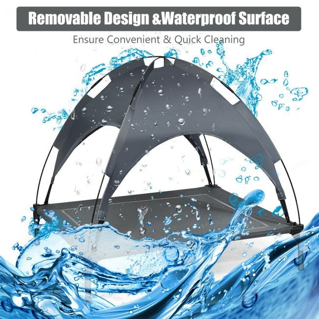 Portable Elevated Outdoor Pet Bed with Removable Canopy ShadeDobaDealsexpress.shopPortable Elevated Outdoor Pet BedHighlights
High-quality Materials and Stable Structure: The dog bed is made of high-quality iron pipes, which prevents rust and corrosion. With 4 non-slip feet, this