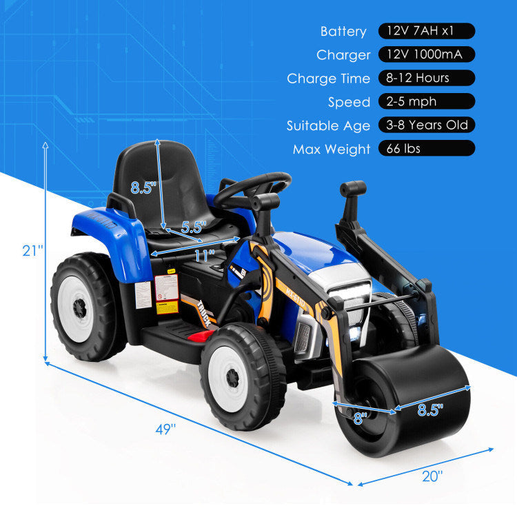 12V Kids Ride on Road Roller with 2.4G Remote ControlDobaDealsexpress.shop12V Kids RideHighlights
Realistic Road Roller for Pretend Play: Designed with an adjustable arm and flexible drum roller, the kids ride on road roller not only brings kids drivin