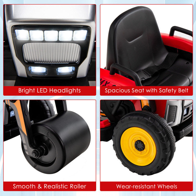 12V Kids Ride on Road Roller with 2.4G Remote ControlDobaDealsexpress.shop12V Kids RideHighlights
Realistic Road Roller for Pretend Play: Designed with an adjustable arm and flexible drum roller, the kids ride on road roller not only brings kids drivin