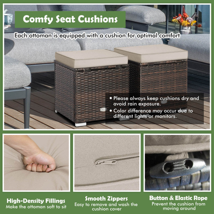 2 Pieces Patio Ottoman with Hidden Storage SpaceDobaDealsexpress.shop2 Pieces Patio OttomanHighlights
4-in-1 Versatile Ottomans: This rattan ottoman not only provides a perfect place for you to relax your feet, but also can be used as an additional seat fo