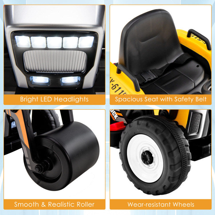 12V Kids Ride on Road Roller with 2.4G Remote ControlDobaDealsexpress.shop12V Kids RideHighlights
Realistic Road Roller for Pretend Play: Designed with an adjustable arm and flexible drum roller, the kids ride on road roller not only brings kids drivin