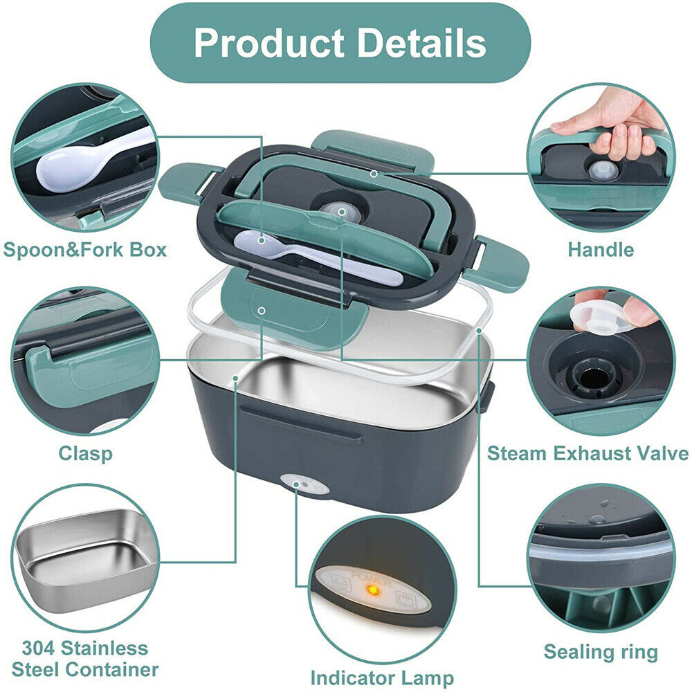 1.5L 110V/12V Electric Lunch Box Portable for Car Office Food Warmer HDobaDealsexpress.shop1Specification
Brand:BCBMALL
Details
Features:
Food Grade Material
The electric lunch box is made of food-grade PP plastic and 304 stainless steel; which is high-temp