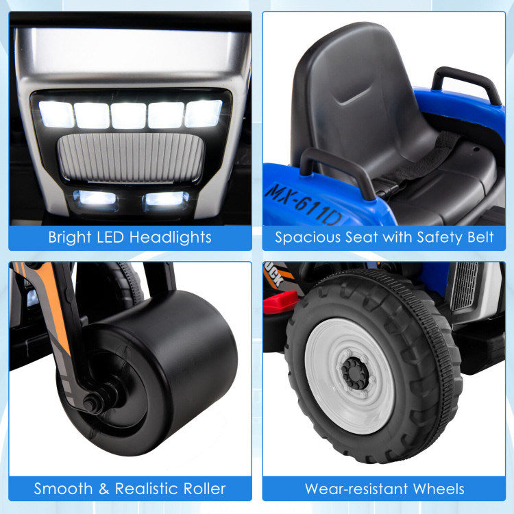 12V Kids Ride on Road Roller with 2.4G Remote ControlDobaDealsexpress.shop12V Kids RideHighlights
Realistic Road Roller for Pretend Play: Designed with an adjustable arm and flexible drum roller, the kids ride on road roller not only brings kids drivin