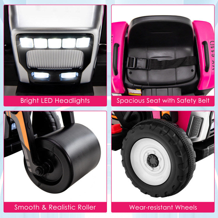 12V Kids Ride on Road Roller with 2.4G Remote ControlDobaDealsexpress.shop12V Kids RideHighlights
Realistic Road Roller for Pretend Play: Designed with an adjustable arm and flexible drum roller, the kids ride on road roller not only brings kids drivin
