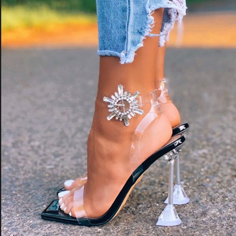 Transparent Open Toe High Heel with Rhinestone CrystalDealsexpress.shopDealsexpress.shopTransparent Open Toe High HeelUpper Material: PVC
Heel Height: 8cm-up
Platforms: Available
Platform Height: 0-3cm
Sandal Type: Gladiator
Heel Type: Thin Heels
Lining Material: PU
Side Vamp Type: