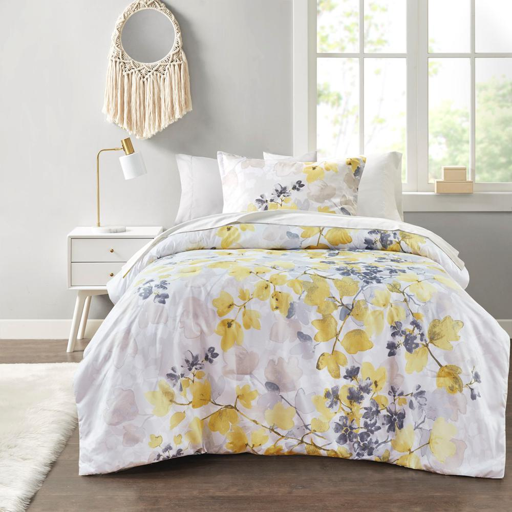 Comforter Set with Bed Sheets, 104x90, YellowDealsexpress.shopDealsexpress.shopBed Sheets, 104x90, YellowBreathe new life into your bedroom with this beautifully modern floral comforter set and bed sheets. A stunning yellow, white, and gray leaf print on ultra-soft micr