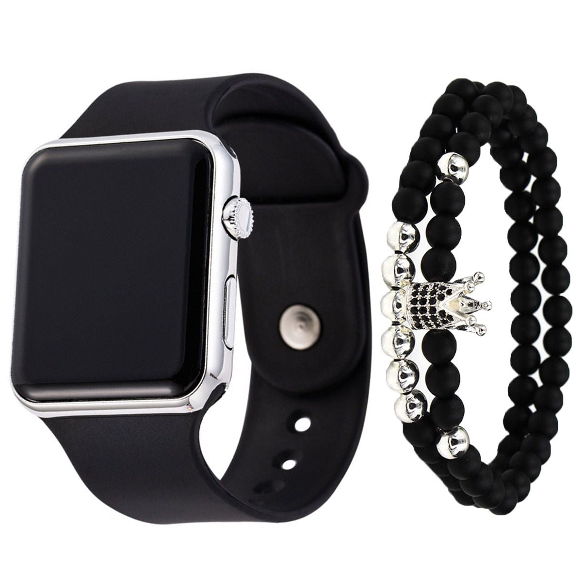 2pcs/set Square Silicone Digital Watch + Crown Bracelet Fancy Women WaDobaDealsexpress.shop2pcs/set Square Silicone Digital Watch + Crown Bracelet Fancy Women Watches Jewelry SophisticatedDetails