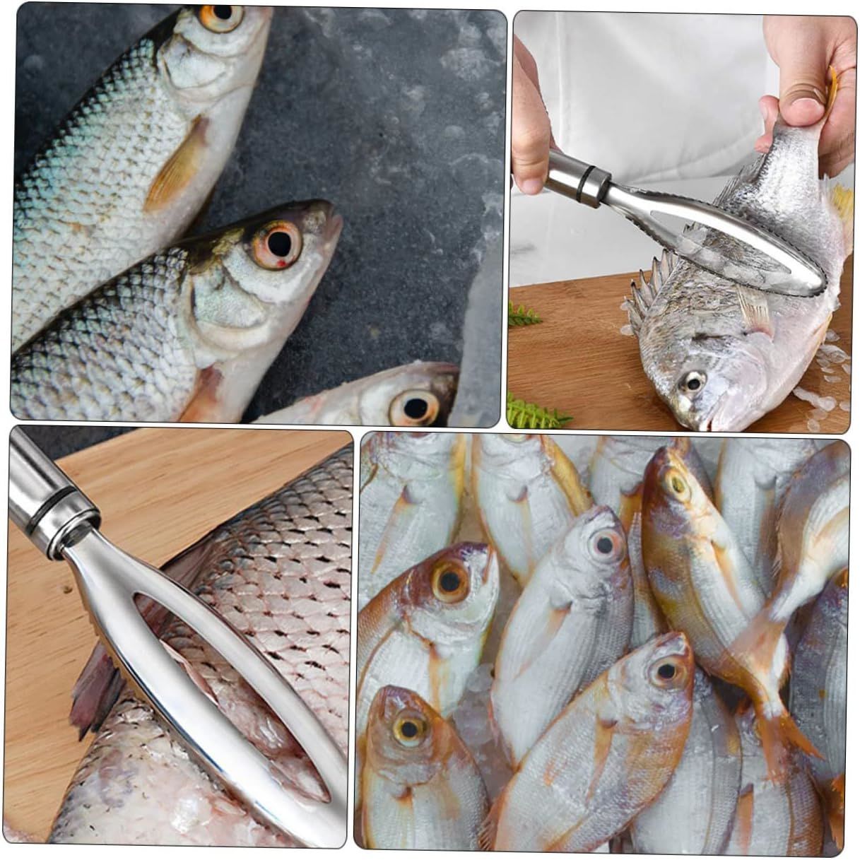 Fish Scaler Tool, Stainless Steel Fish Scaler Remover Fish Scraper Scaler with Sawtooth, Fish Skin Graters Fish Tweezers Fish Descaler Tool for Cleaning Fish