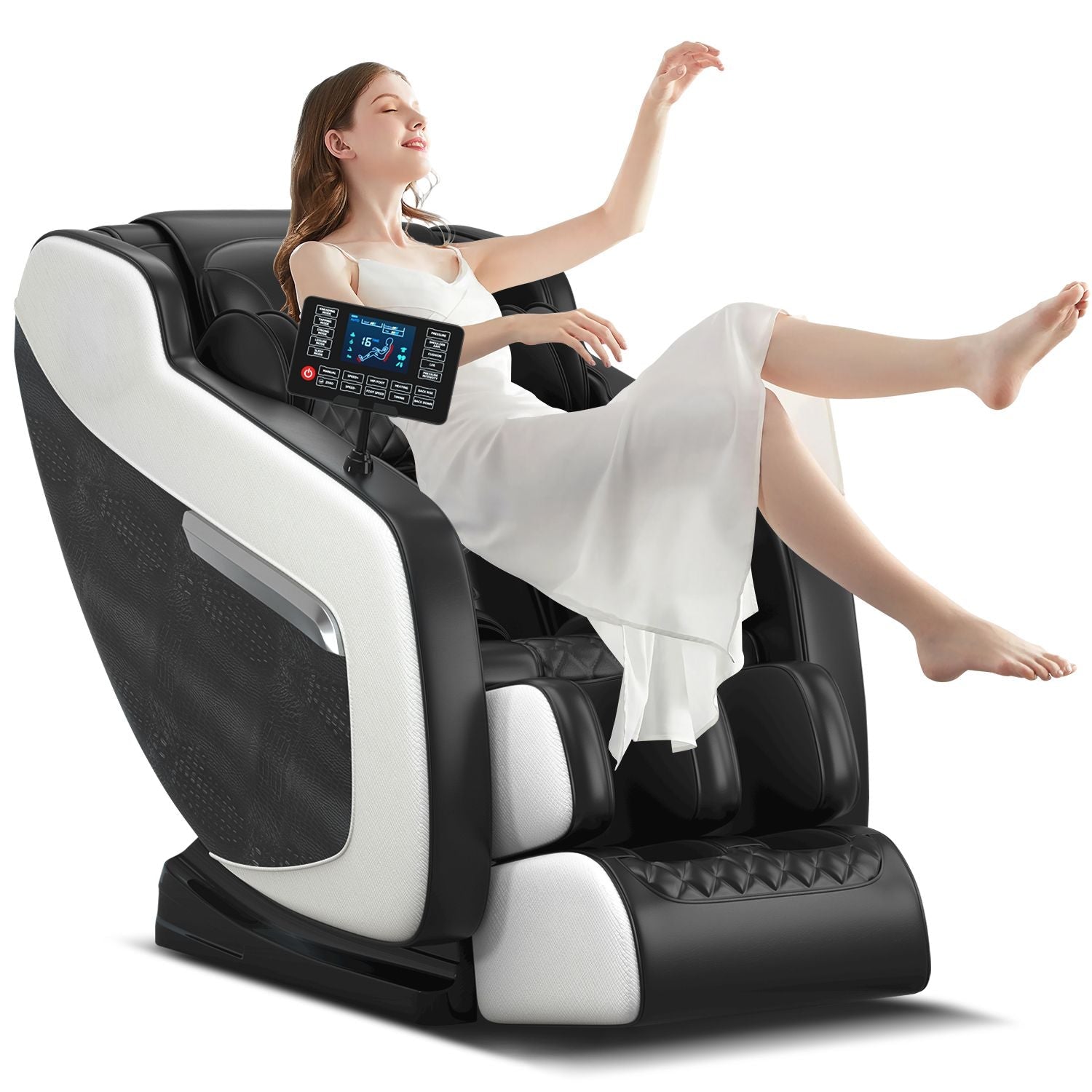 Massage chair, full body zero gravity recliner, with hip heating, foot massage and air massage system, suitable for mom/dad (pure black).