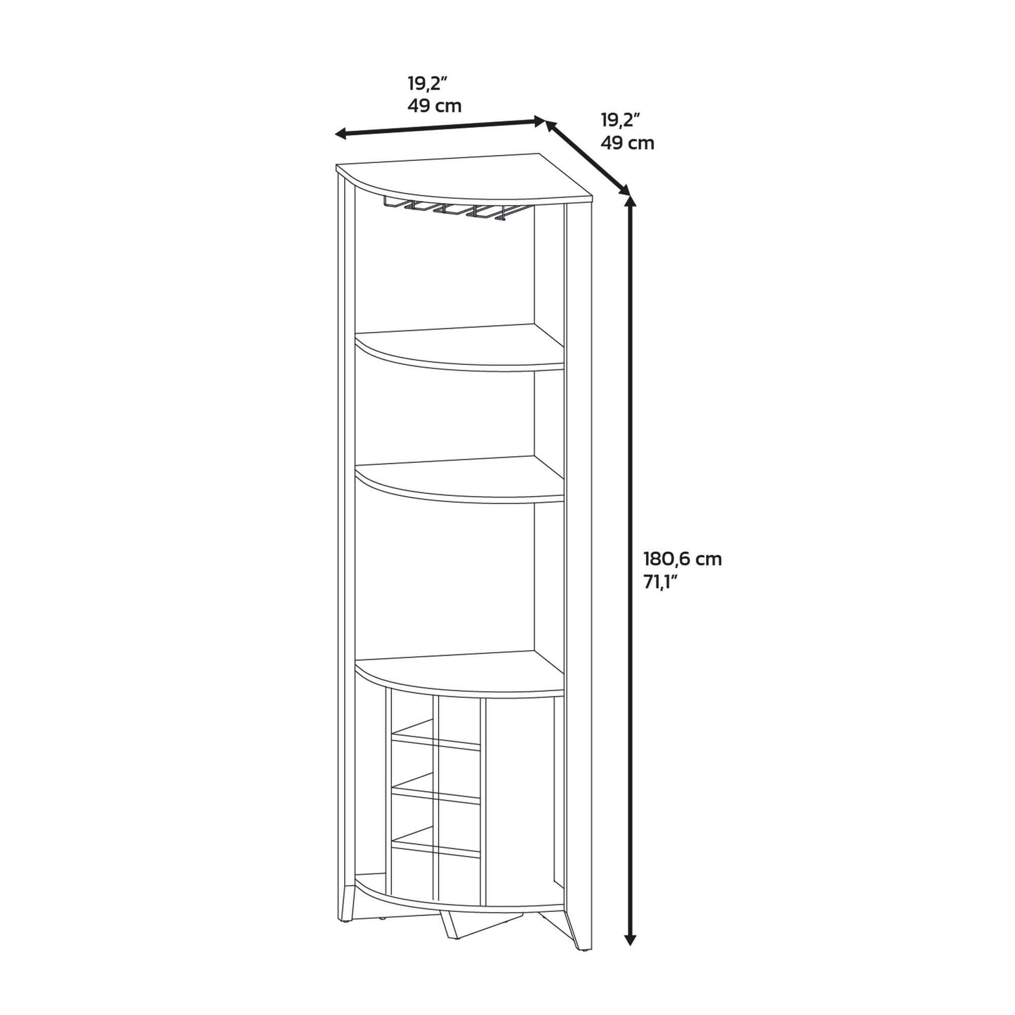 Corner Bar Cabinet, Three Shelves, Eight Built-in Wine Rack, Two Side DobaDealsexpress.shopSide Shelves, Dark BrownSpecification
Main Color:Brown
Filler:Solid Wood+MDF
Main Material:Engineered Wood
Details
Included 4 Packages:
Sub-item 1: Package Quantity:2, Package Size:75.2*24.