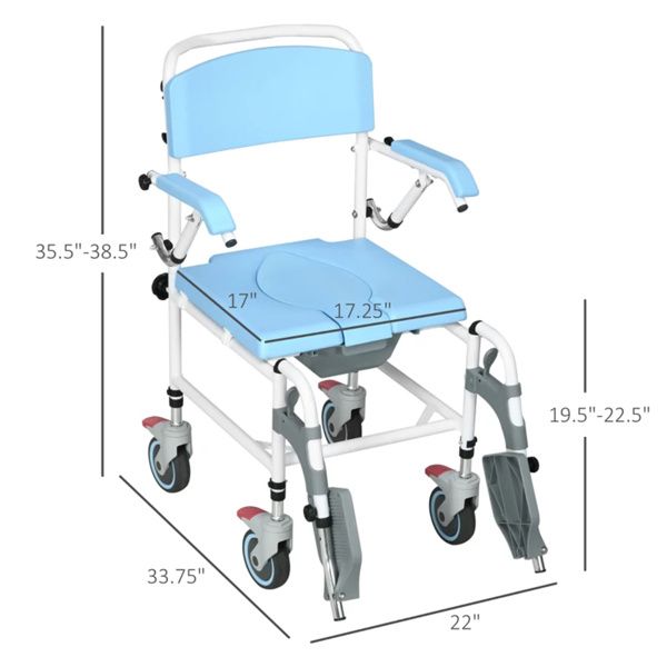 Bathroom Wheelchair, Commode Wheelchair, Rolling Shower Wheelchair