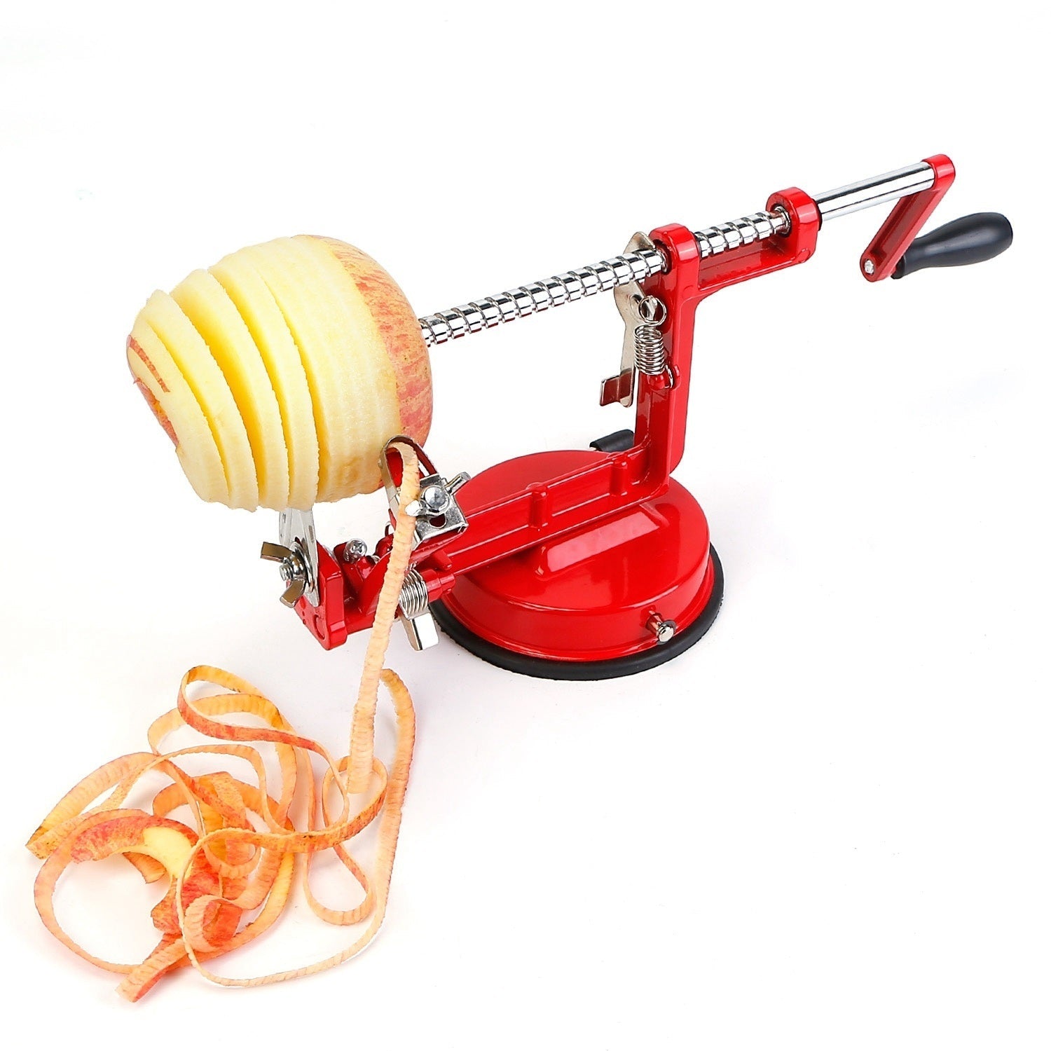 3In 1 Apple Peeler Manual Rotation Potato Fruit Core Slicer Kitchen HaDobaDealsexpress.shop3In 1 Apple Peeler Manual Rotation Potato Fruit Core Slicer Kitchen Hand Cracking CorerDetails
*Features*:
*Premium Material*:Made of premium zinc alloy and stainless steel blade; it is durable and anti-rust. It can last for a long time.*3 In 1 Functio