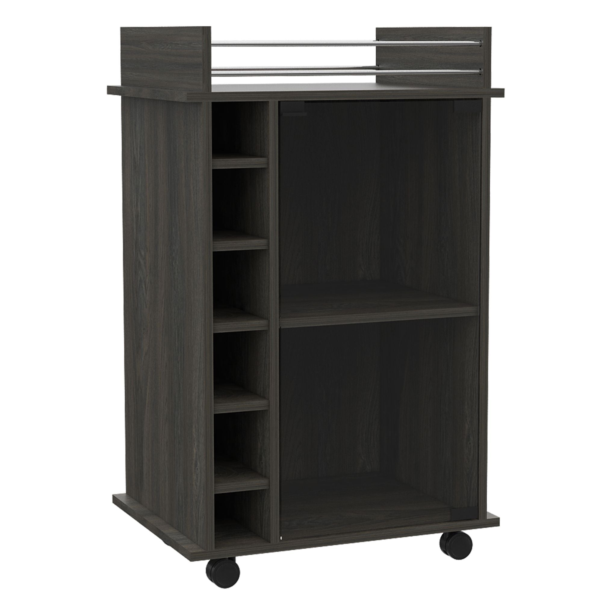 Vegas Bar Cart, Two Tier Cabinet With Glass Door, Six Cubbies For LiquDobaDealsexpress.shopVegas Bar Cart,Specification
Cabinets Type:Mobile Carts
Cabinets Storage Quantity:1-2 Spaces
Main Color:Gray
Wood Tone:Gray
Use Case:Primary Living Space
Cabinets Features:Open Sto