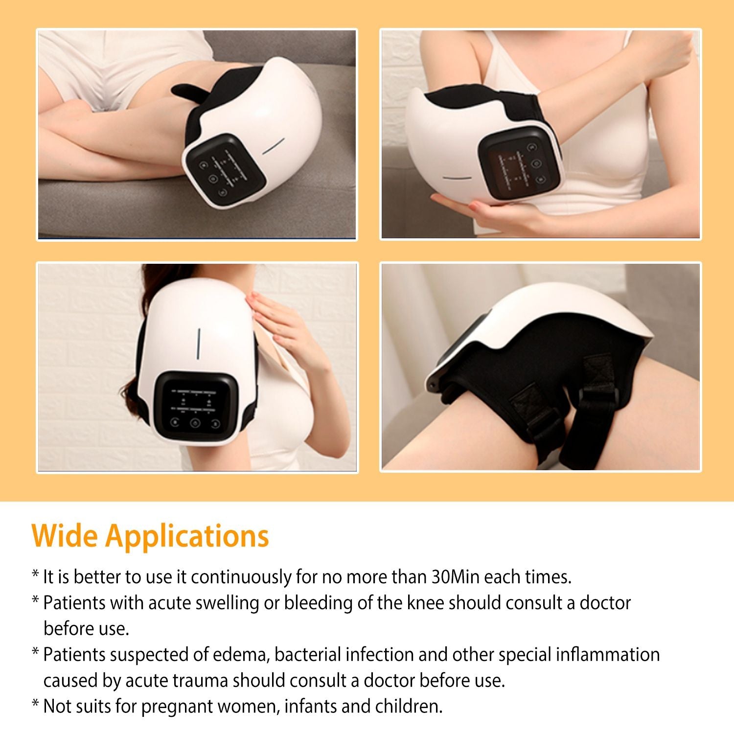 Electric Rechargeable Knee Massager Infrared Heat Pain Relief Therapy Knee Brace Wrap