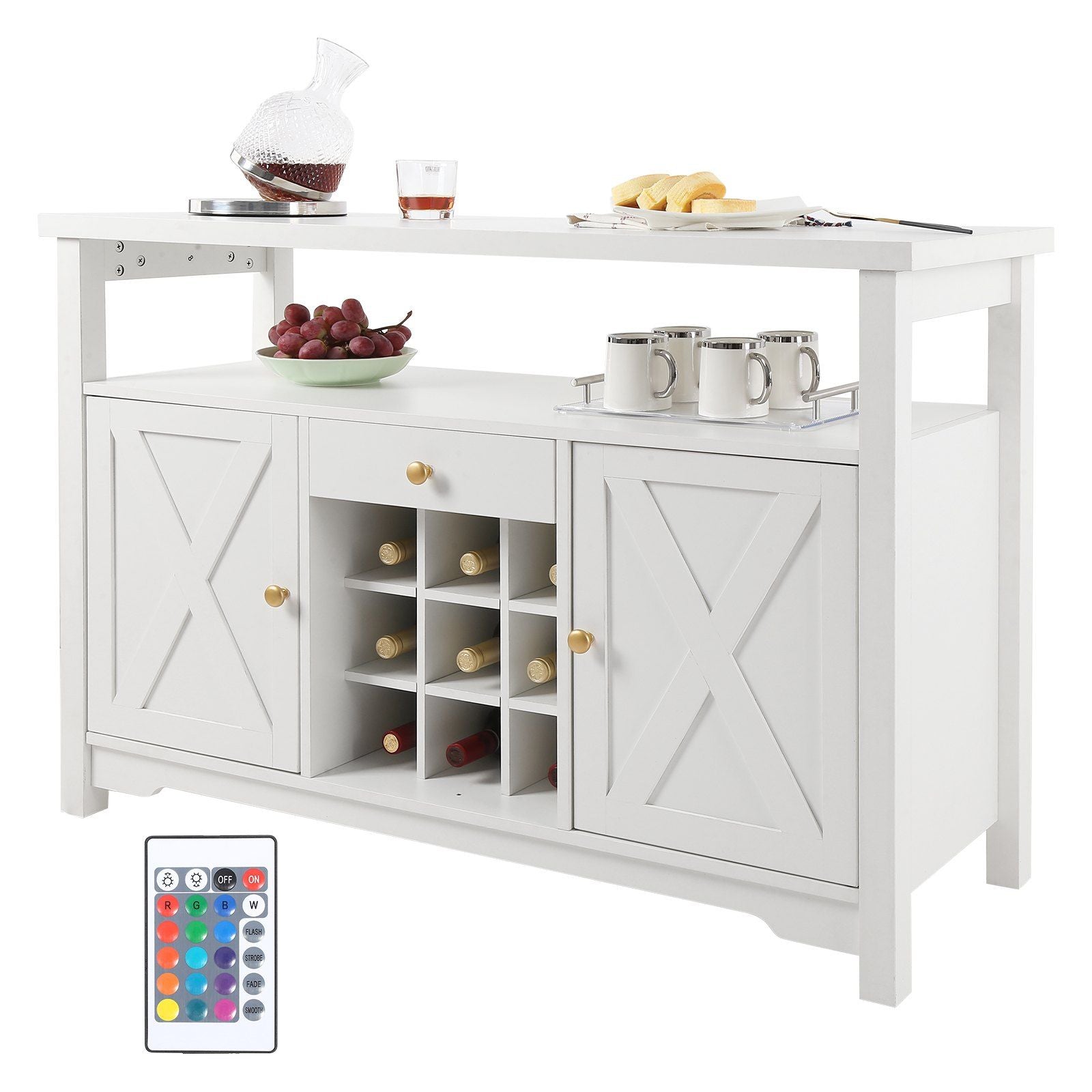VEVOR 55 Inch Industrial Bar Cabinet, Wine Table for Liquor and GlasseDobaDealsexpress.shopWine Rack, Freestanding Farmhouse Wood Coffee Bar CabinetHighlights
More Space for You: Measures 55x13.8x32.3 inches. This industrial bar cabinet can fit in various places and hold up to 250 lbs. That is a lot of weight! I