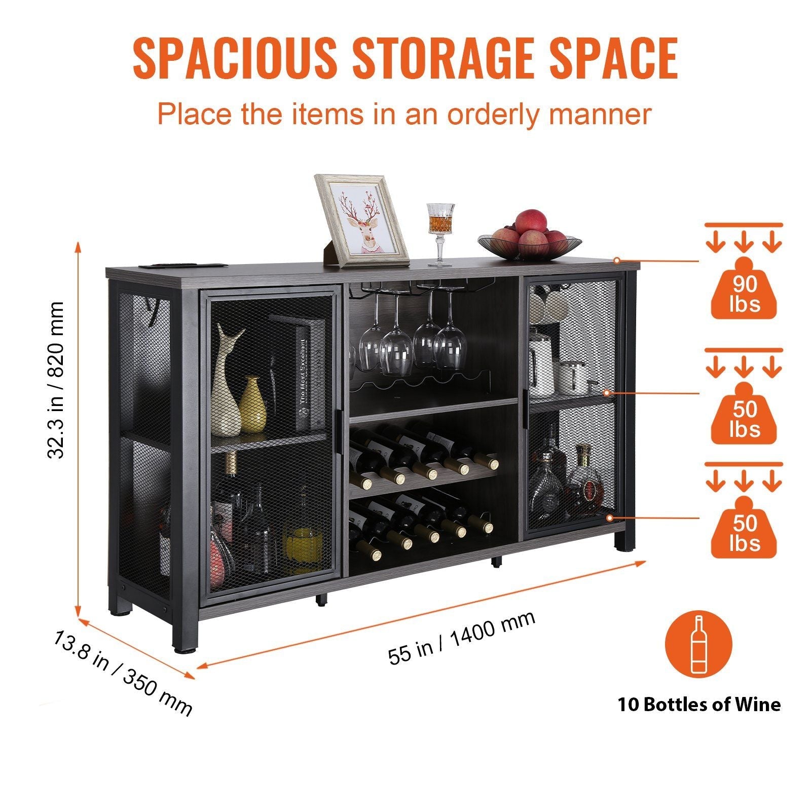 VEVOR 47 Inch Industrial Bar Cabinet, Wine Table for Liquor & Glasses,DobaDealsexpress.shopVEVOR 47 Inch Industrial Bar Cabinet, Wine TableHighlights
More Space for You: Measures 47x15.7x31.5 inches. This industrial bar cabinet can fit in various places and hold up to 222 lbs. That is a lot of weight! I