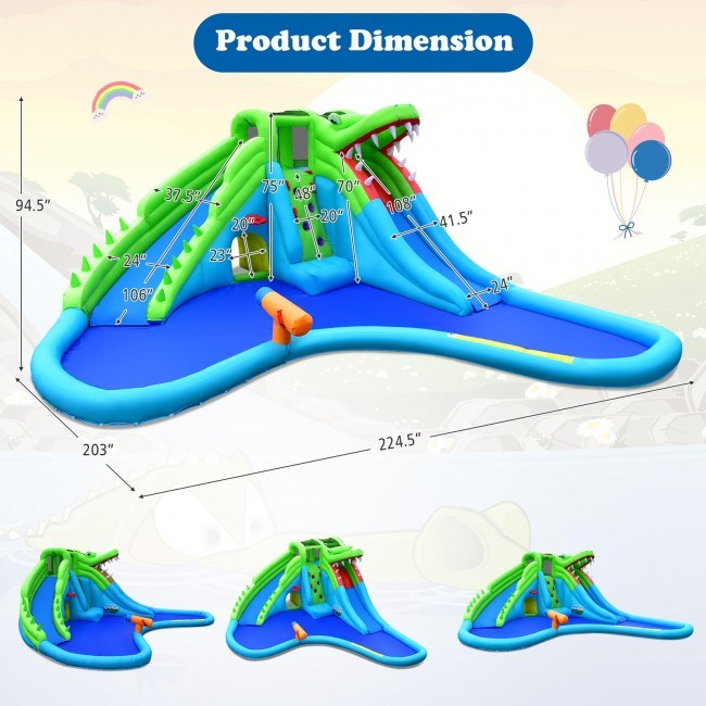 7 in 1 Inflatable Bounce House with Splashing PoolDobaDealsexpress.shop1 Inflatable Bounce HouseHighlights
Endless Fun from the Water: This inflatable pool water slide can be used as a water park by connecting the water hose, which keeps your kids away from the