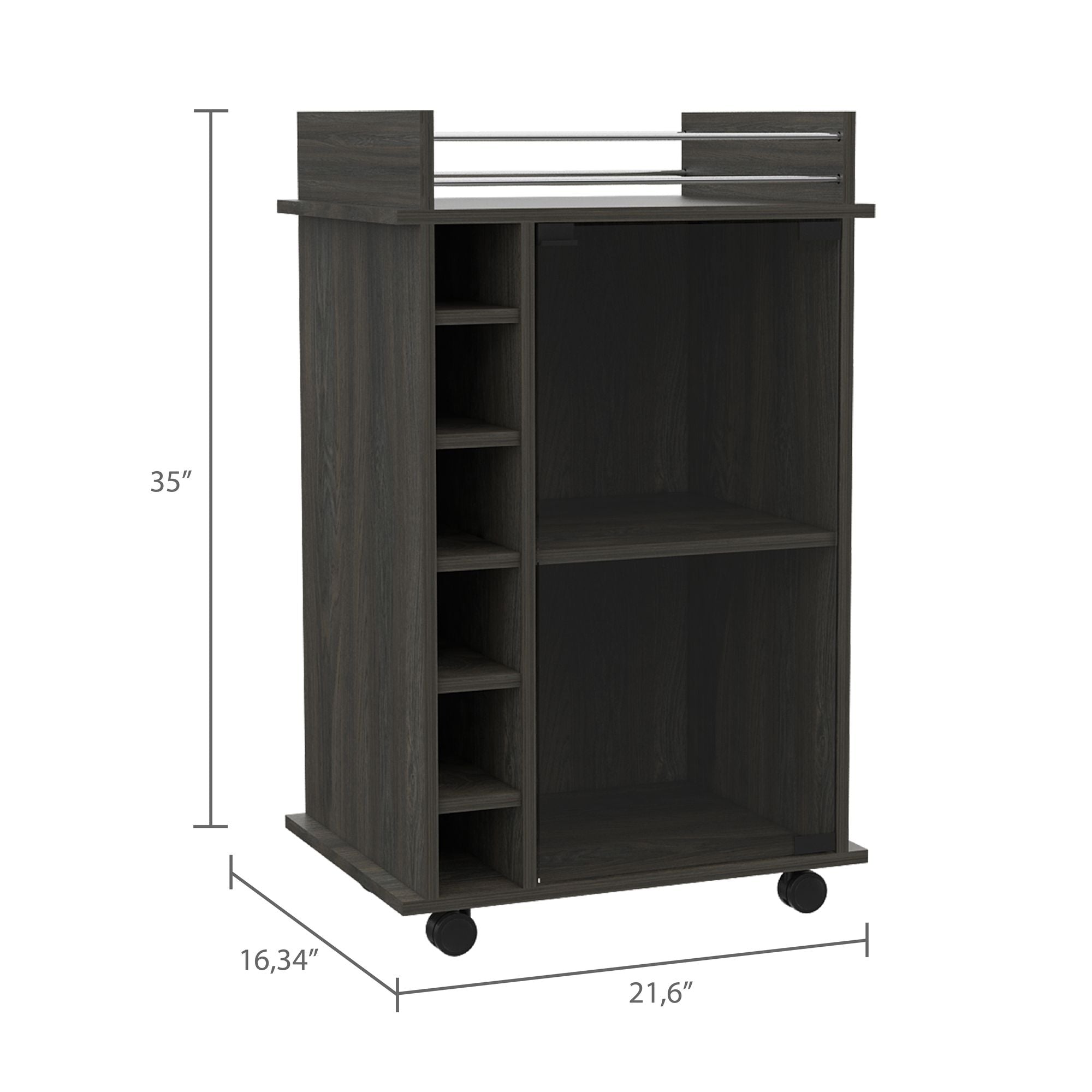 Vegas Bar Cart, Two Tier Cabinet With Glass Door, Six Cubbies For LiquDobaDealsexpress.shopVegas Bar Cart,Specification
Cabinets Type:Mobile Carts
Cabinets Storage Quantity:1-2 Spaces
Main Color:Gray
Wood Tone:Gray
Use Case:Primary Living Space
Cabinets Features:Open Sto