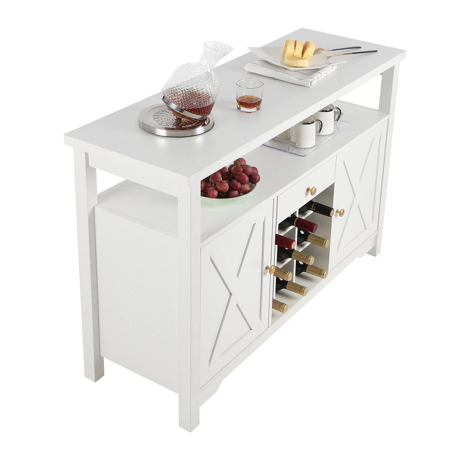 VEVOR 55 Inch Industrial Bar Cabinet, Wine Table for Liquor and GlasseDobaDealsexpress.shopWine Rack, Freestanding Farmhouse Wood Coffee Bar CabinetHighlights
More Space for You: Measures 55x13.8x32.3 inches. This industrial bar cabinet can fit in various places and hold up to 250 lbs. That is a lot of weight! I