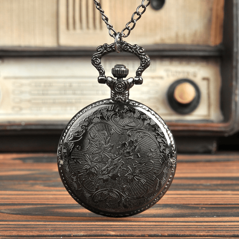 Design Christmas Bronze Quartz Pocket Watch With Necklace Chain Watches For Women