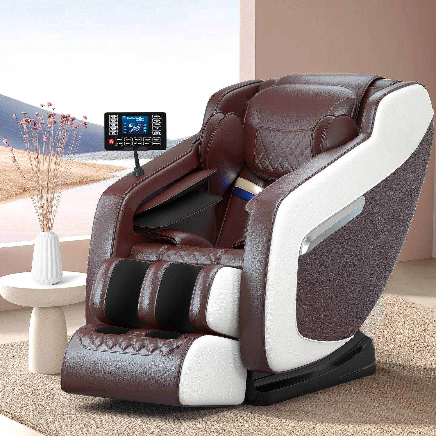 Massage chair, full body zero gravity recliner, with hip heating, foot massage and air massage system, suitable for mom/dad (pure black).