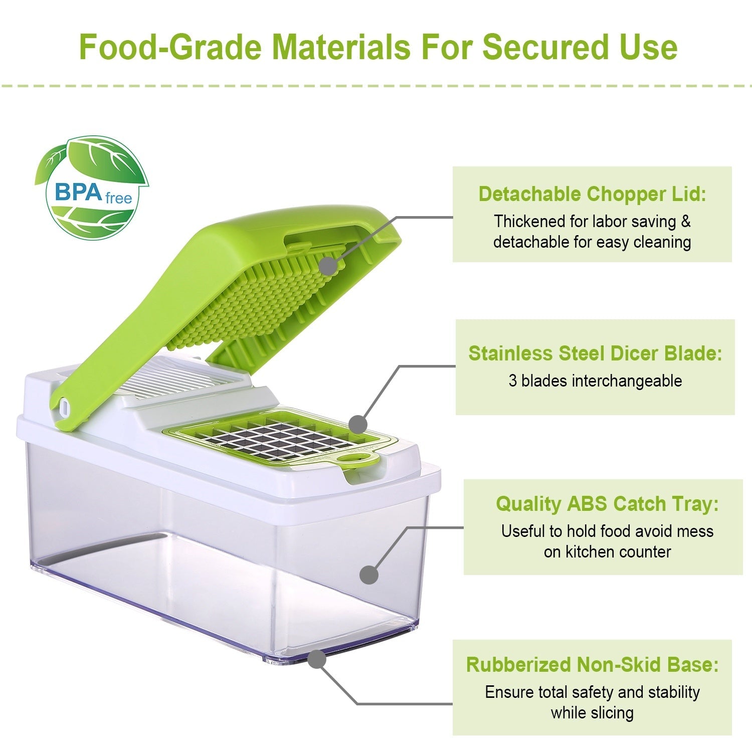 Vegetable Slicer Quick Potato Tomato Fruit Cutter Set with 3 Blades StDobaDealsexpress.shopVegetable Slicer Quick Potato Tomato Fruit Cutter SetHighlights
Come with 3 interchangeable dicer blades
Details
*Features*:
*3 IN 1 MULTIFUNCTION BLADES*:Come with 3 interchangeable dicer blades; which make it much ea