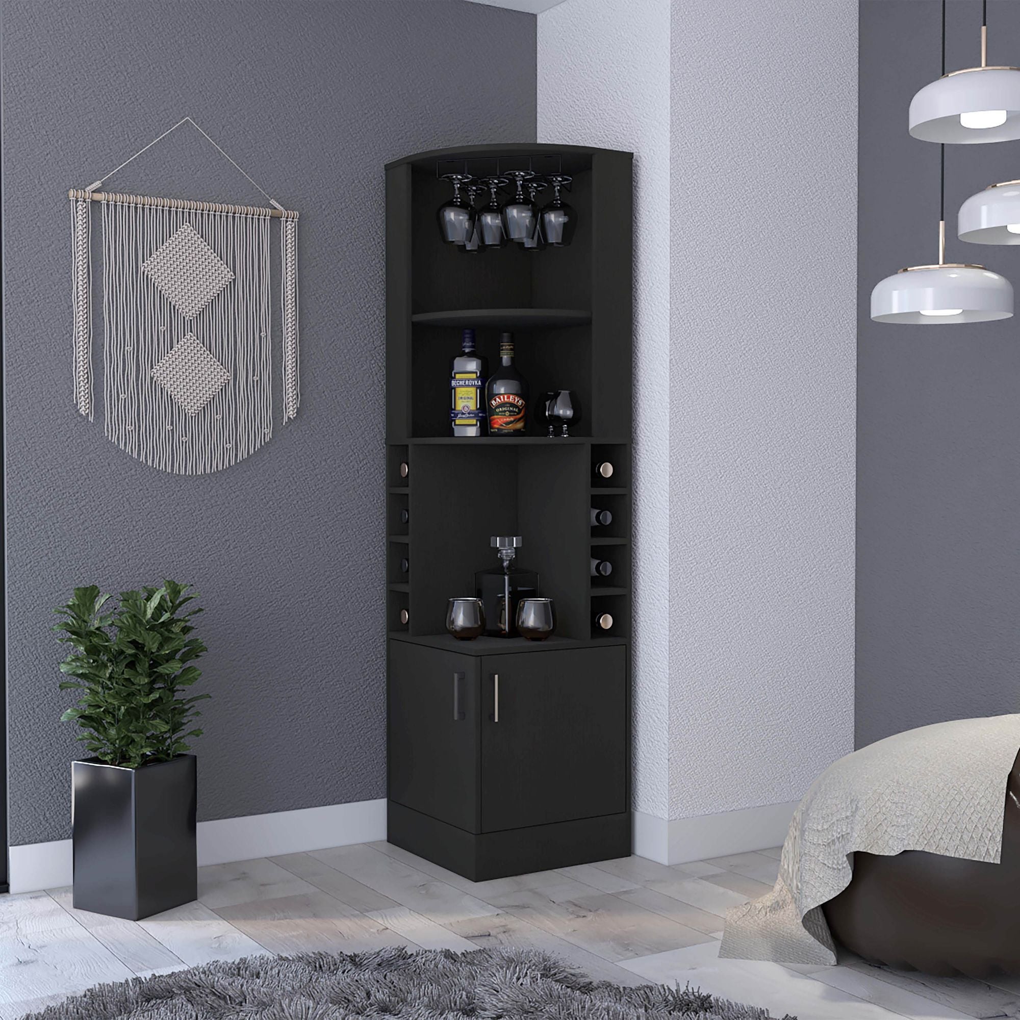 Corner Bar Cabinet, Double Door Cabinet, Glass Rack, Eight Built-in WiDobaDealsexpress.shopCorner Bar Cabinet, Double Door Cabinet, Glass Rack,Specification
Main Color:Black
Filler:Solid Wood+MDF
Main Material:Engineered Wood
Details
Included 4 Packages:
Sub-item 1: Package Quantity:2, Package Size:46.46*22