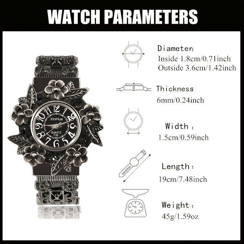 Vintage Ladies Bracelet Watch Pattern 3D Engraved Skeleton Quartz WatcDobaDealsexpress.shopVintage Ladies Bracelet Watch Pattern 3D Engraved Skeleton Quartz Watch Fancy Women Watches Jewelry SophisticatedDetails