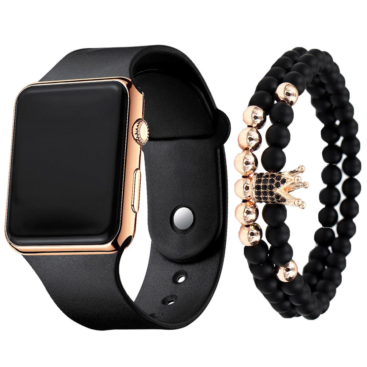 2pcs/set Square Silicone Digital Watch + Crown Bracelet Fancy Women WaDobaDealsexpress.shop2pcs/set Square Silicone Digital Watch + Crown Bracelet Fancy Women Watches Jewelry SophisticatedDetails