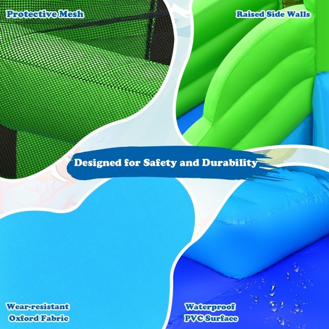 7 in 1 Inflatable Bounce House with Splashing PoolDobaDealsexpress.shop1 Inflatable Bounce HouseHighlights
Endless Fun from the Water: This inflatable pool water slide can be used as a water park by connecting the water hose, which keeps your kids away from the