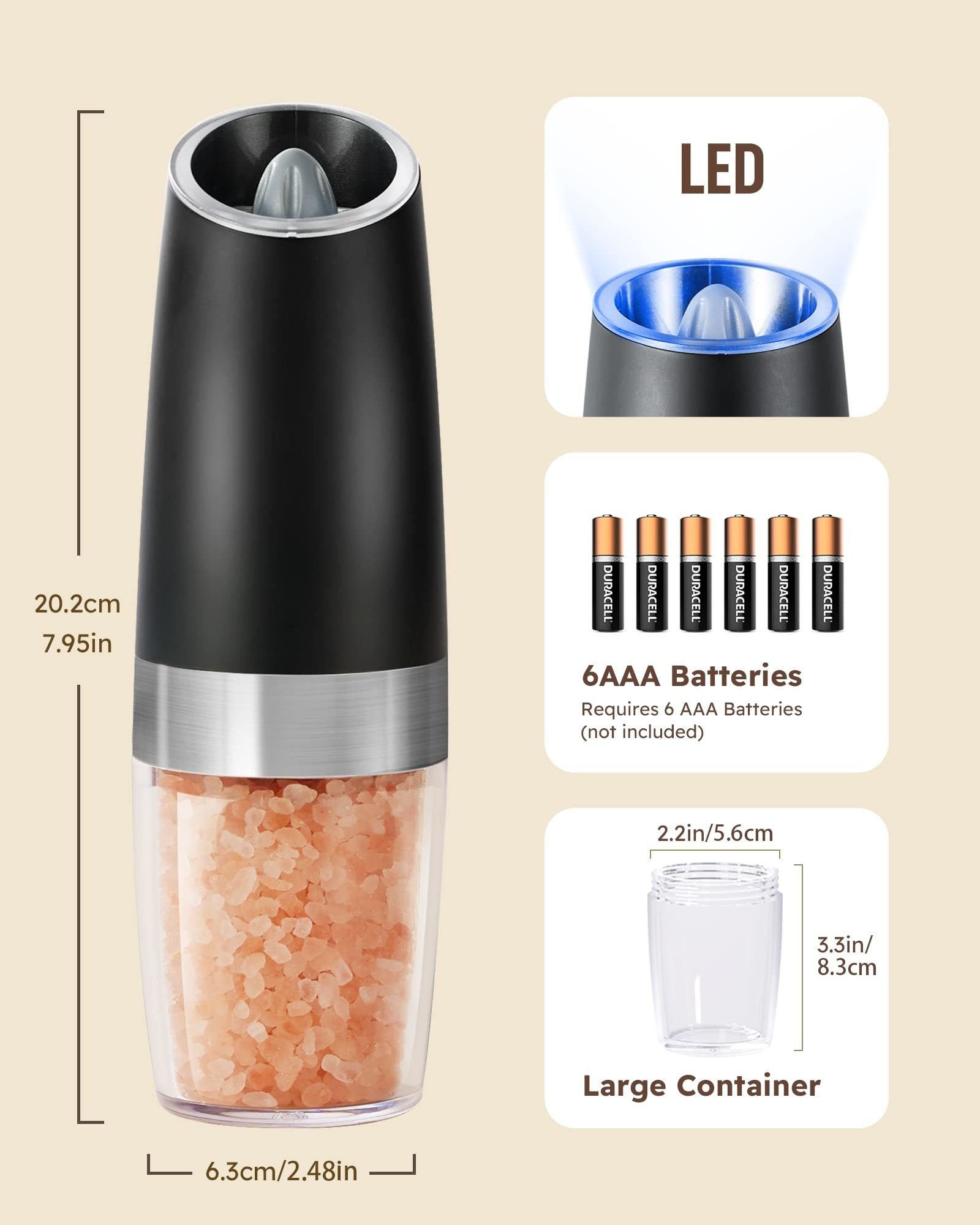 Gravity Electric Salt and Pepper Grinder Set Automatic Shakers Mill GrDobaDealsexpress.shopPepper Grinder Set Automatic Shakers Mill GrinderSpecification
CA Prop 65: Carcinogens:No
Material:Plastic, Metallic
Style:Modern
Quantity Per Pack:2
Details



GRAVITY SENSING AUTOMATIC OPERATION - The gravity sal