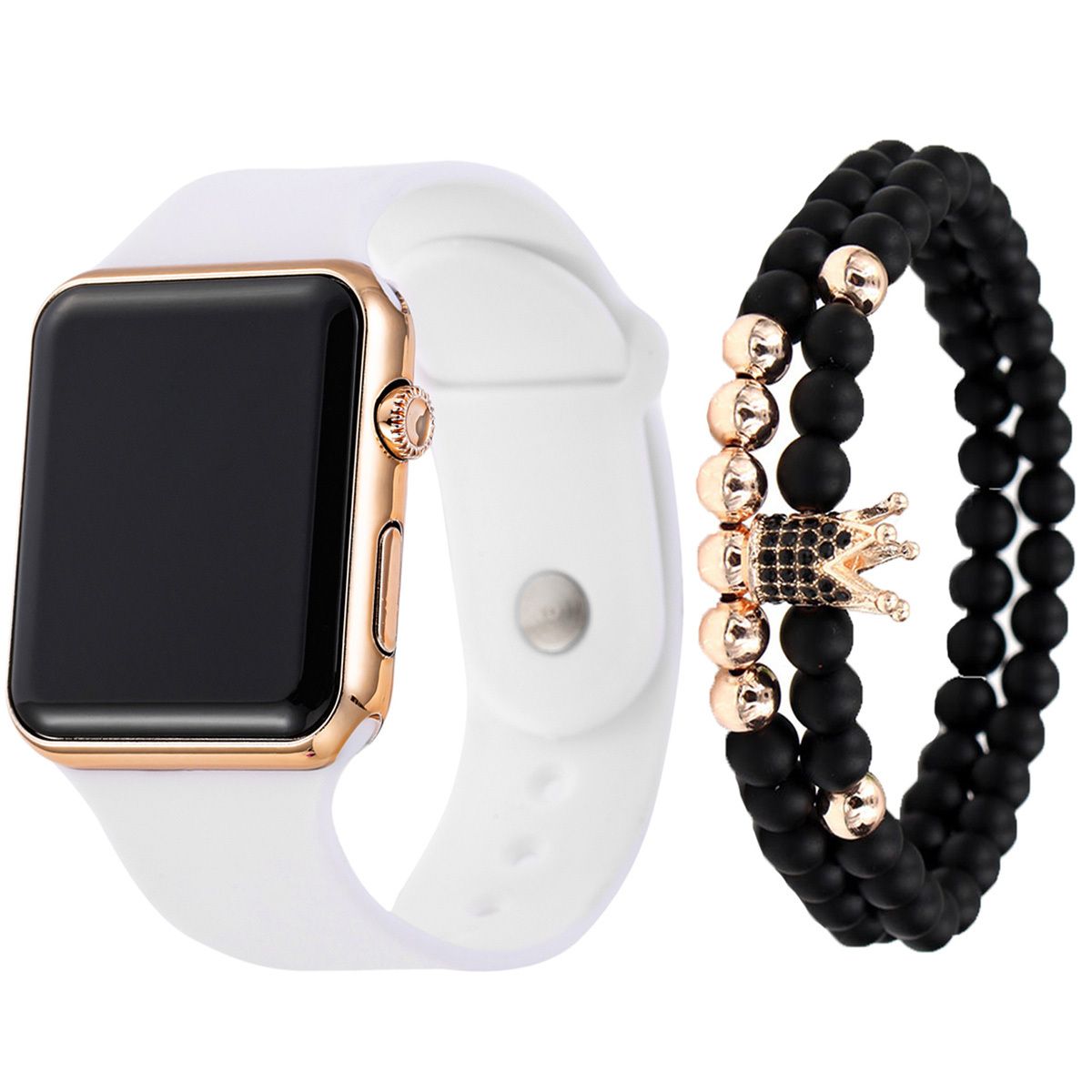 2pcs/set Square Silicone Digital Watch + Crown Bracelet Fancy Women WaDobaDealsexpress.shop2pcs/set Square Silicone Digital Watch + Crown Bracelet Fancy Women Watches Jewelry SophisticatedDetails