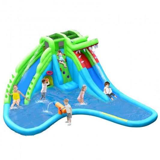 7 in 1 Inflatable Bounce House with Splashing PoolDobaDealsexpress.shop1 Inflatable Bounce HouseHighlights
Endless Fun from the Water: This inflatable pool water slide can be used as a water park by connecting the water hose, which keeps your kids away from the