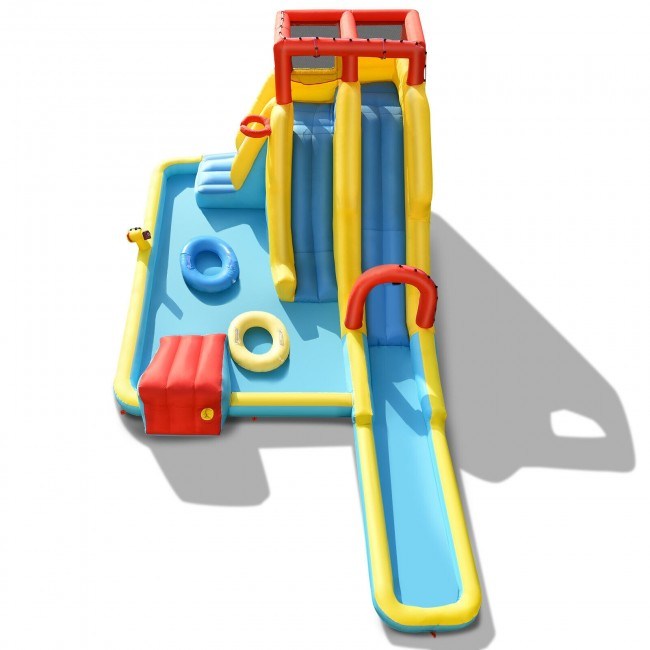 Inflatable Dual Slide Water Park Climbing Bouncer with 735W Air BlowerDobaDealsexpress.shopInflatable Dual Slide Water Park Climbing BouncerHighlights
Plenty of Activities: The inflatable castle house comes with a variety of entertainment area consisting of 1 small slide, 1 double slides with surfing gam
