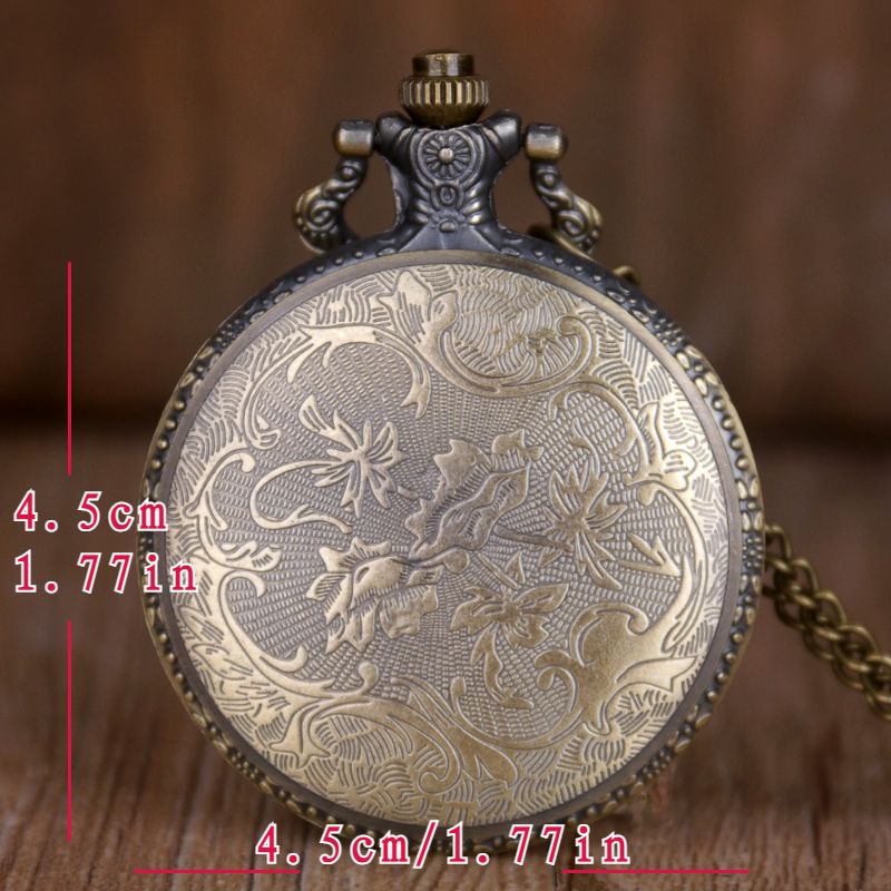 Design Christmas Bronze Quartz Pocket Watch With Necklace Chain WatcheDobaDealsexpress.shopDesign Christmas Bronze Quartz Pocket WatchDetails